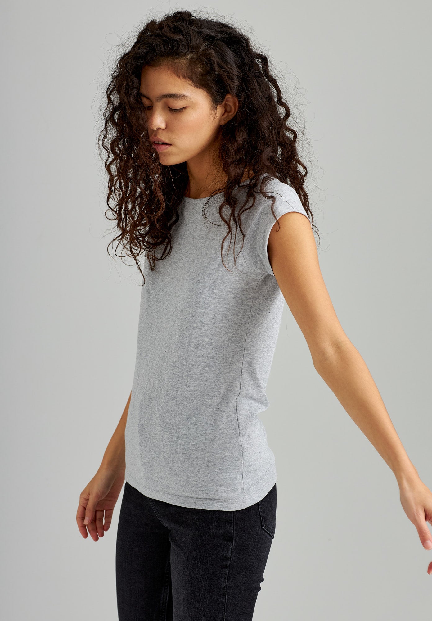 TT01 Cap Sleeve Grey Melange (GOTS)
