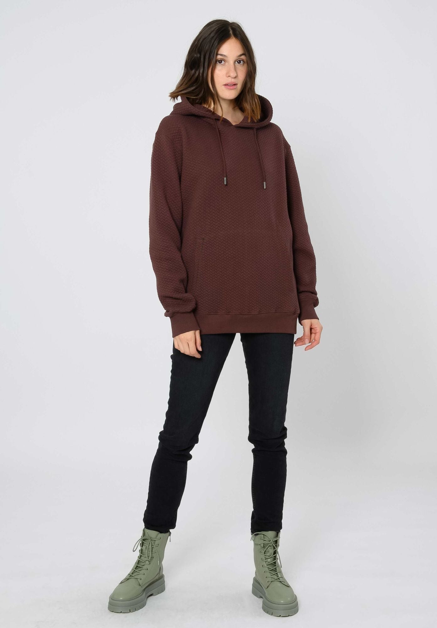 TT1044 Hoodie Structured Oversized unisex deep mahagony (GOTS, vegan)