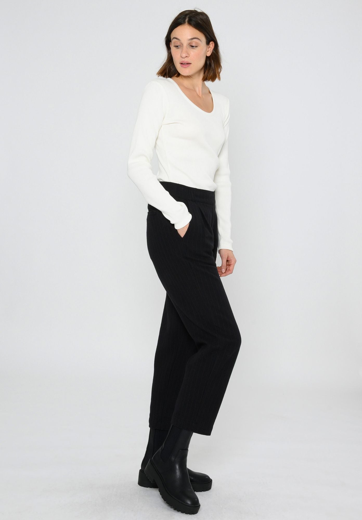 TT66 Pleat Pants PINSTRIPE (GOTS)