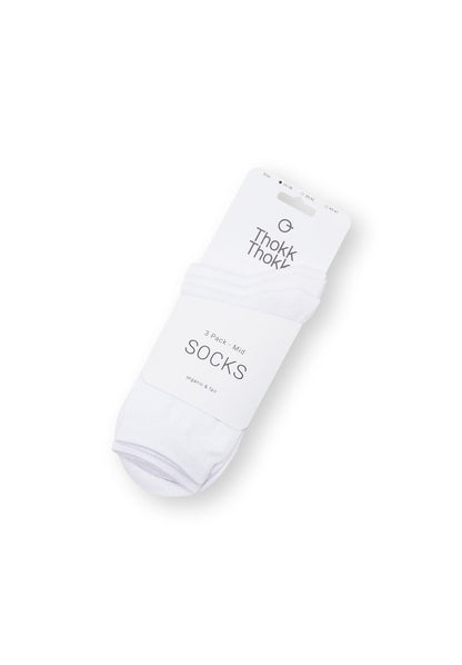 3er-Pack Mid Socks Socken Weiß (GOTS, Fairtrade, Vegan)