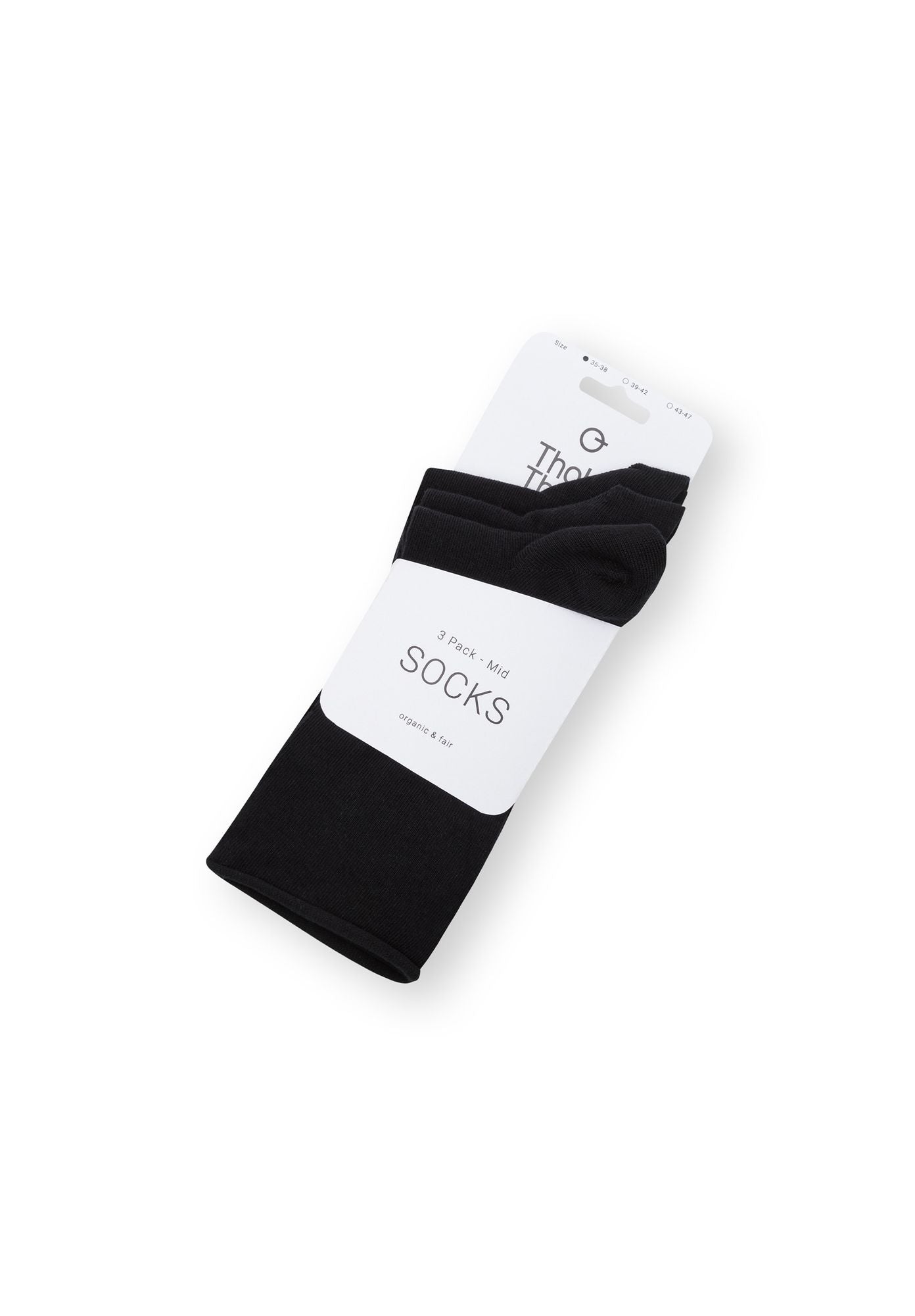 3 Pack Mid Socks Relax Black (GOTS)