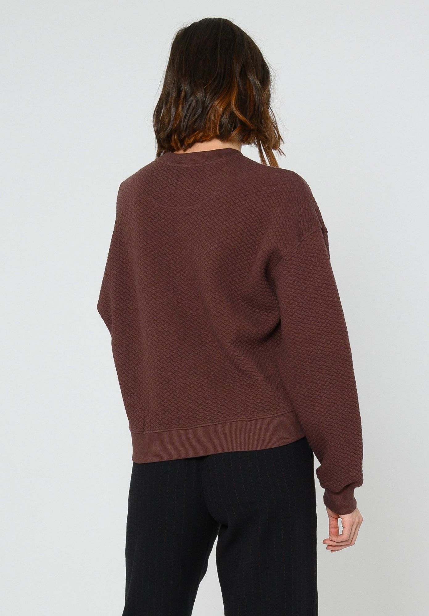 TT1022 Sweater Structured Oversized deep mahagony (GOTS, vegan)