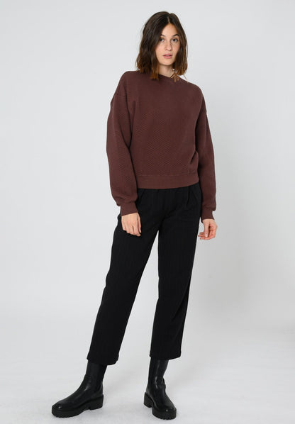 TT1022 Sweater Structured Oversized deep mahagony (GOTS, vegan)