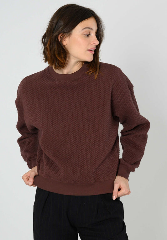 TT1022 Sweater Structured Oversized deep mahagony (GOTS, vegan)