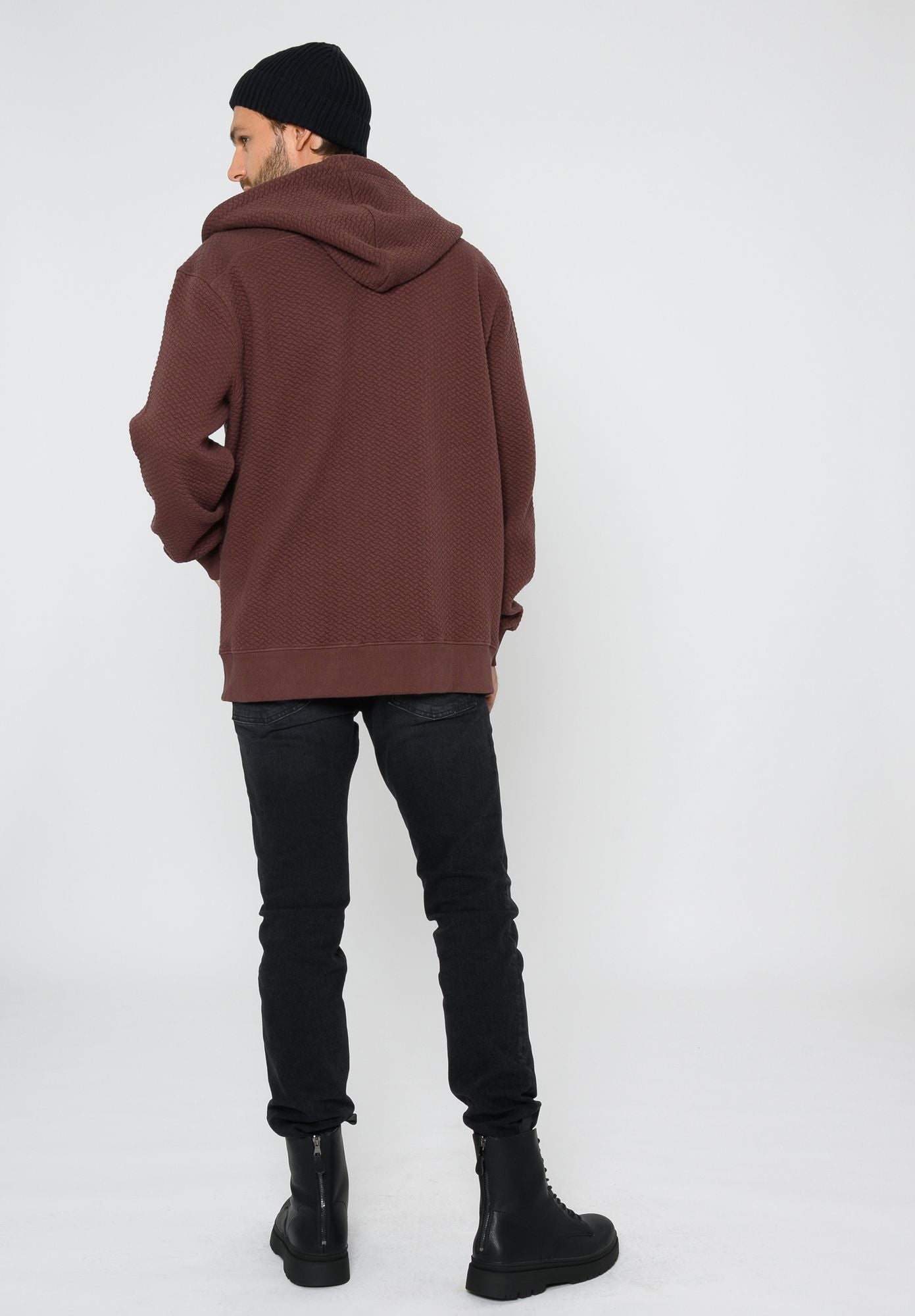 TT1040 Zip Hoodie Structured Oversized deep mahagony (GOTS, vegan)
