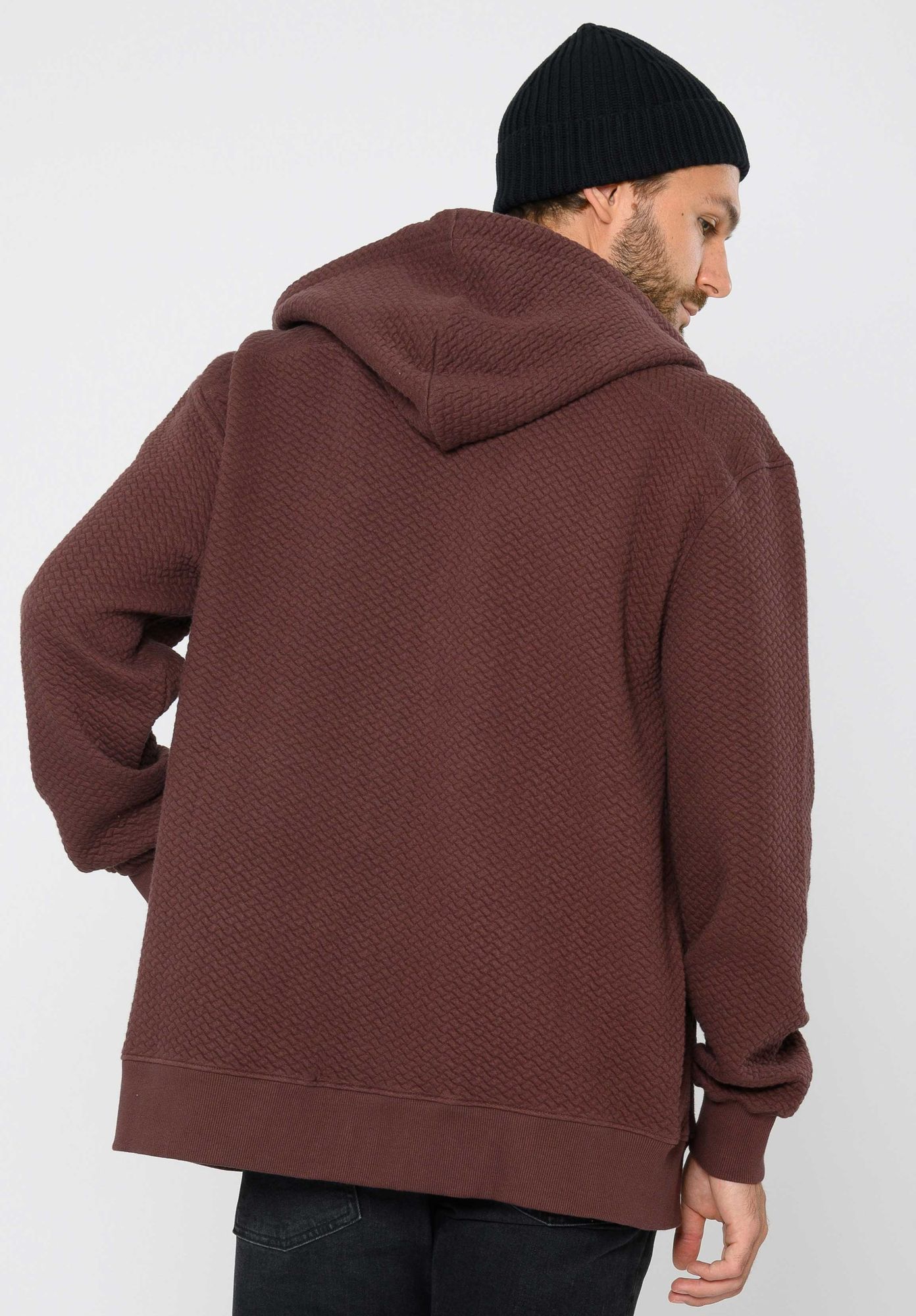 TT1040 Zip Hoodie Structured Oversized deep mahagony (GOTS, vegan)