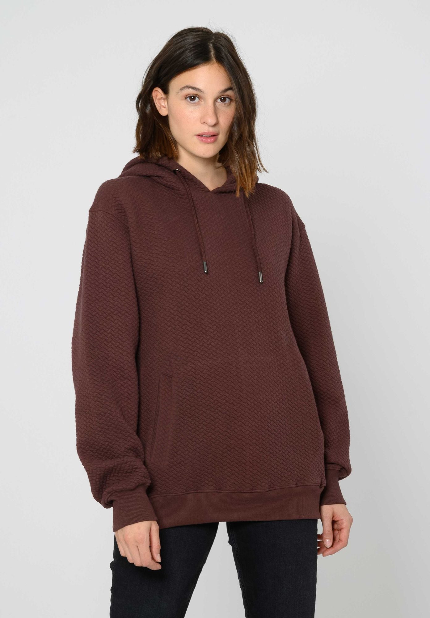 TT1044 Hoodie Structured Oversized unisex deep mahagony (GOTS, vegan)
